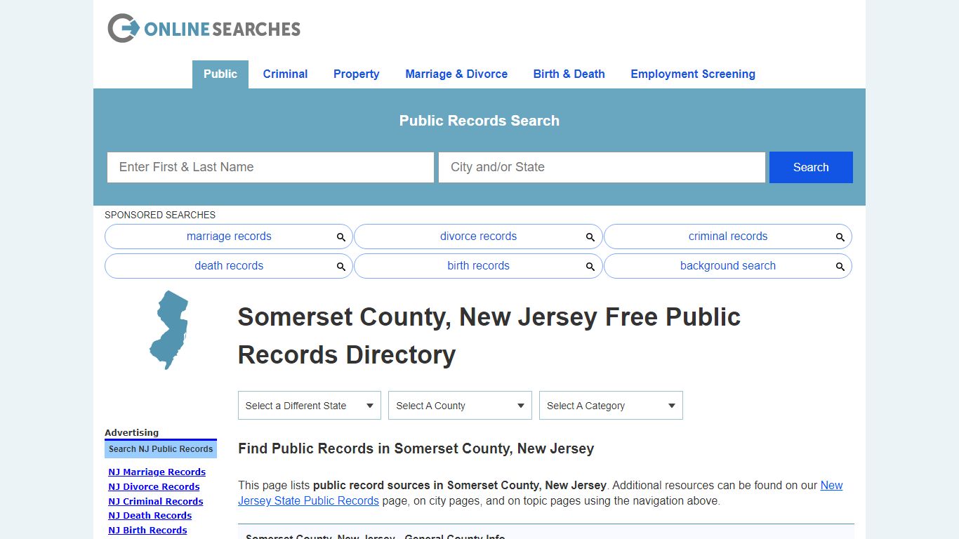 Somerset County, New Jersey Public Records Directory