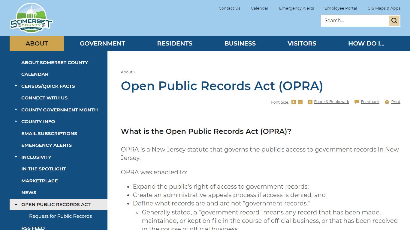 Open Public Records Act (OPRA) | Somerset County